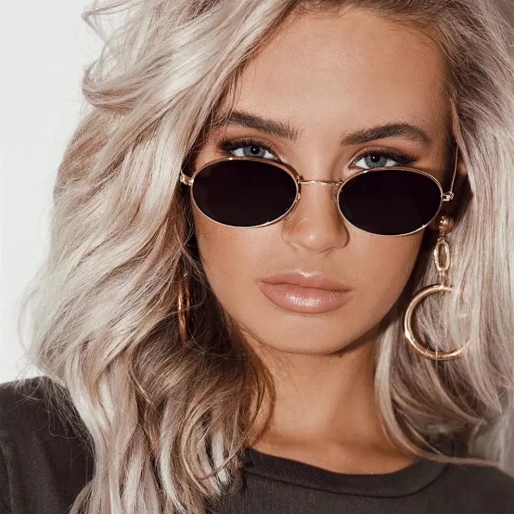 Women’s Oval Gold & Black Sunglasses